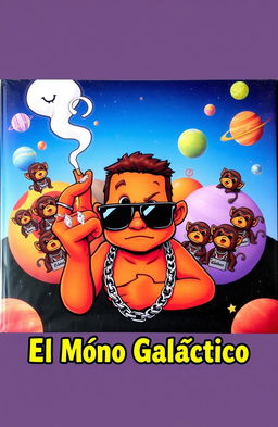 A colorful music album cover featuring the title in Spanish at the bottom and the artist's name 'El Mono Galáctico'