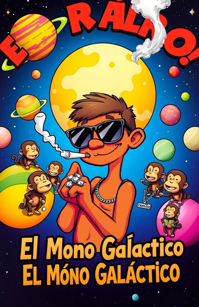 A colorful music album cover featuring the title in Spanish at the bottom and the artist's name 'El Mono Galáctico'