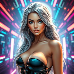 A beautiful and alluring AI-generated female character, with captivating features and a confident pose