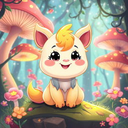 A stylized illustration of a whimsical fantasy creature, embodying innocence and playfulness