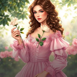 A book cover illustration depicting a beautiful woman with long, flowing curly hair and fair skin