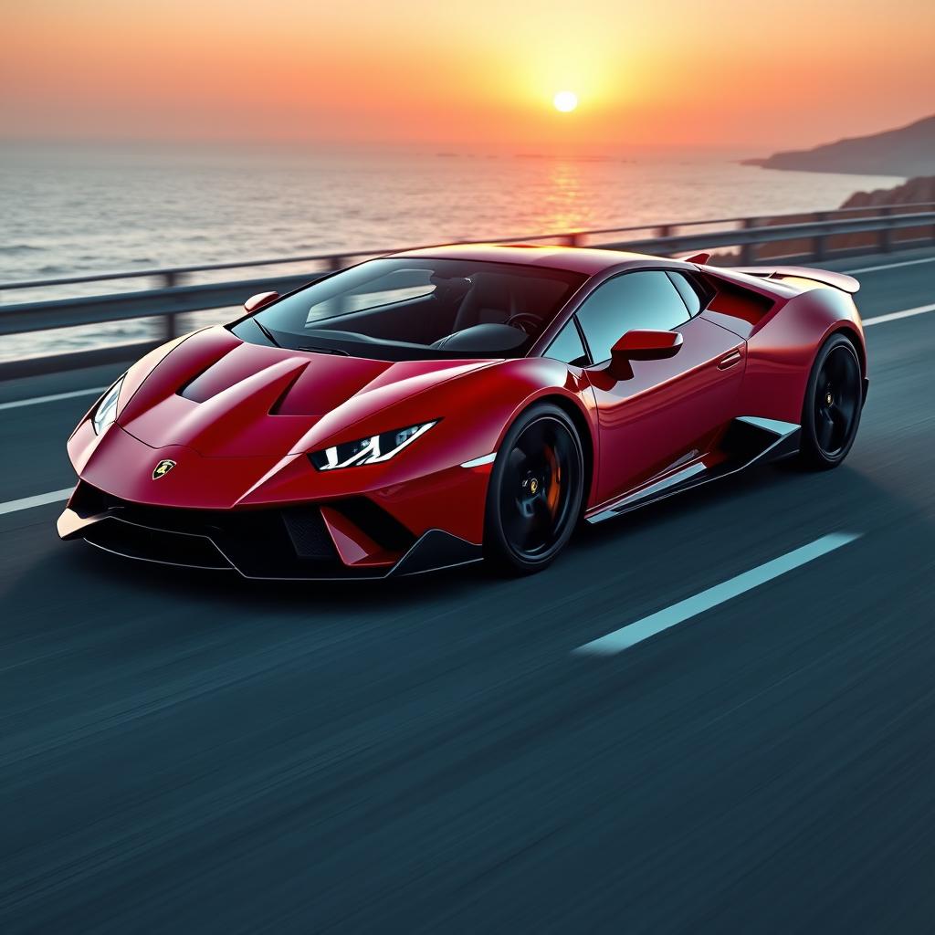 A stunning high-performance sports car that combines the sleekness of a Lamborghini with the elegance of a Ferrari