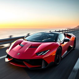 A stunning high-performance sports car that combines the sleekness of a Lamborghini with the elegance of a Ferrari