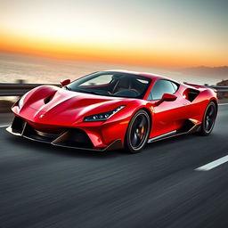 A stunning high-performance sports car that combines the sleekness of a Lamborghini with the elegance of a Ferrari