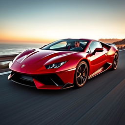 A stunning high-performance sports car that combines the sleekness of a Lamborghini with the elegance of a Ferrari