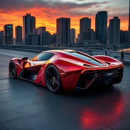 A stunning and futuristic sports car that beautifully merges the iconic design elements of a Ferrari and Lamborghini