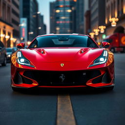 A stunning sports car that combines the sleek front design of a Ferrari with the aggressive rear of a Lamborghini