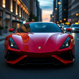 A stunning sports car that combines the sleek front design of a Ferrari with the aggressive rear of a Lamborghini