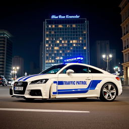 A captivating midnight scene featuring a white Audi TT 3