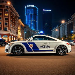 An impressive midnight scene featuring a white Audi TT 3