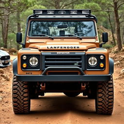 A rugged, adventure-ready SUV design inspired by the Land Rover Defender, but viewed from the front