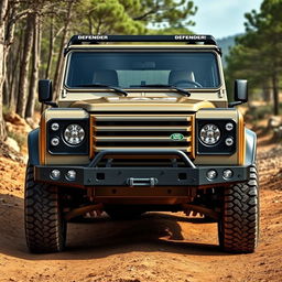 A rugged, adventure-ready SUV design inspired by the Land Rover Defender, but viewed from the front