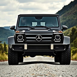 A robust and luxurious SUV design inspired by the Mercedes G-Class (G-Wagon), captured from the front view