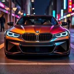 A dynamic and sporty car design inspired by BMW, showcased from the front view