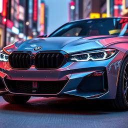 A dynamic and sporty car design inspired by BMW, showcased from the front view