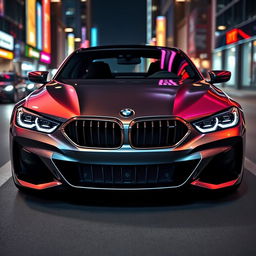 A dynamic and sporty car design inspired by BMW, showcased from the front view