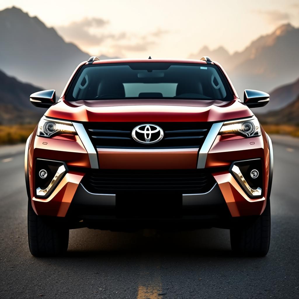 A powerful and stylish SUV design inspired by the Toyota Fortuner Legender, viewed from the front