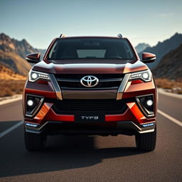 A powerful and stylish SUV design inspired by the Toyota Fortuner Legender, viewed from the front