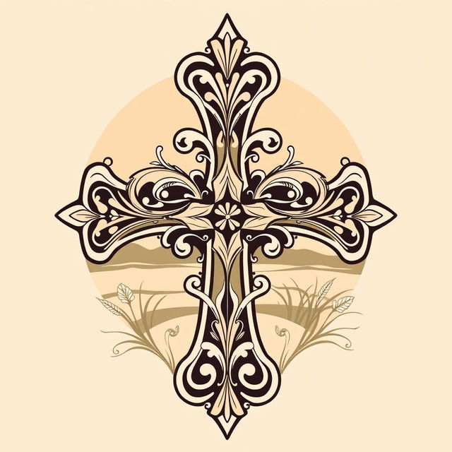 A beautifully stylized Camargue cross, capturing the essence of this iconic symbol with intricate details