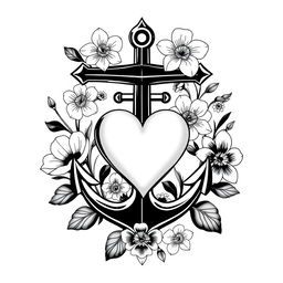 A striking design featuring a cross as the central element, intricately intertwined with an anchor and a heart