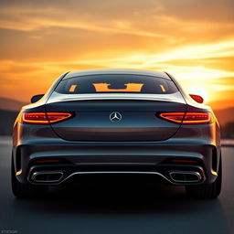 A luxurious and elegant car design inspired by Mercedes-Benz, depicted from the back view