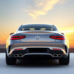 A luxurious and elegant car design inspired by Mercedes-Benz, depicted from the back view