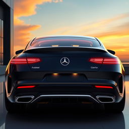 A luxurious and elegant car design inspired by Mercedes-Benz, depicted from the back view