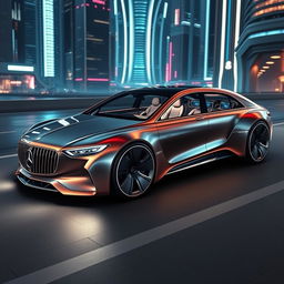 A futuristic Mercedes-Maybach car design, showcasing sleek and elegant lines, an ultra-modern silhouette with advanced aerodynamics