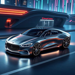 A futuristic Mercedes-Maybach car design, showcasing sleek and elegant lines, an ultra-modern silhouette with advanced aerodynamics