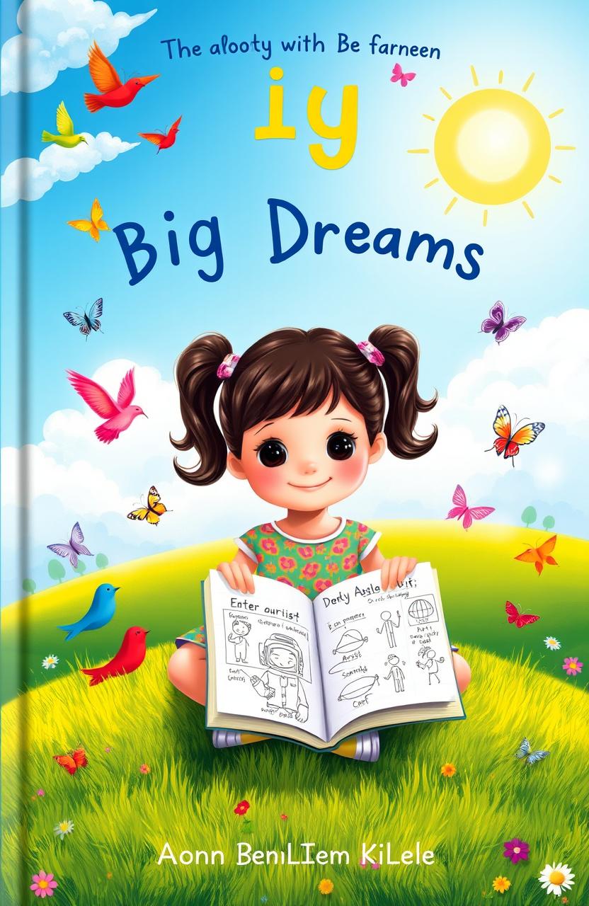 An inspirational book cover featuring a small, imaginative girl with big dreams