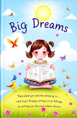 An inspirational book cover featuring a small, imaginative girl with big dreams