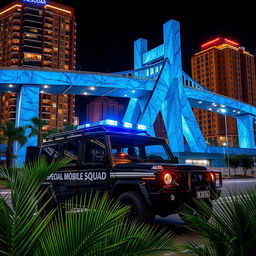 A GAZ Tigr 4X4 in sleek black color, equipped with bright blue sirens on top