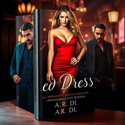 A stunning book cover for a romantic mafia-themed novel titled 'Red Dress' by A