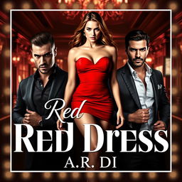 A stunning book cover for a romantic mafia-themed novel titled 'Red Dress' by A