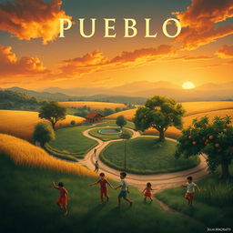 A movie poster design inspired by the book "Pueblo" by Julia Magistratti, showcasing the identity of a rural community