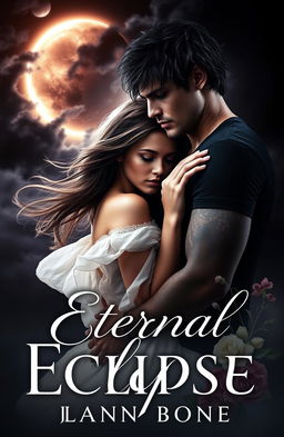 A captivating book cover design for a romance novel titled 'Eternal Eclipse'