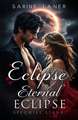 A captivating book cover design for a romance novel titled 'Eternal Eclipse'