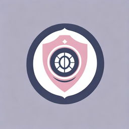 A sports meet badge displaying the name of a university, adorned with a theme of purple, pink, and black colors. The badge features athletic symbols and the university's logo.