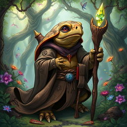 An imaginative illustration of a Dungeons and Dragons character based on a terrapin