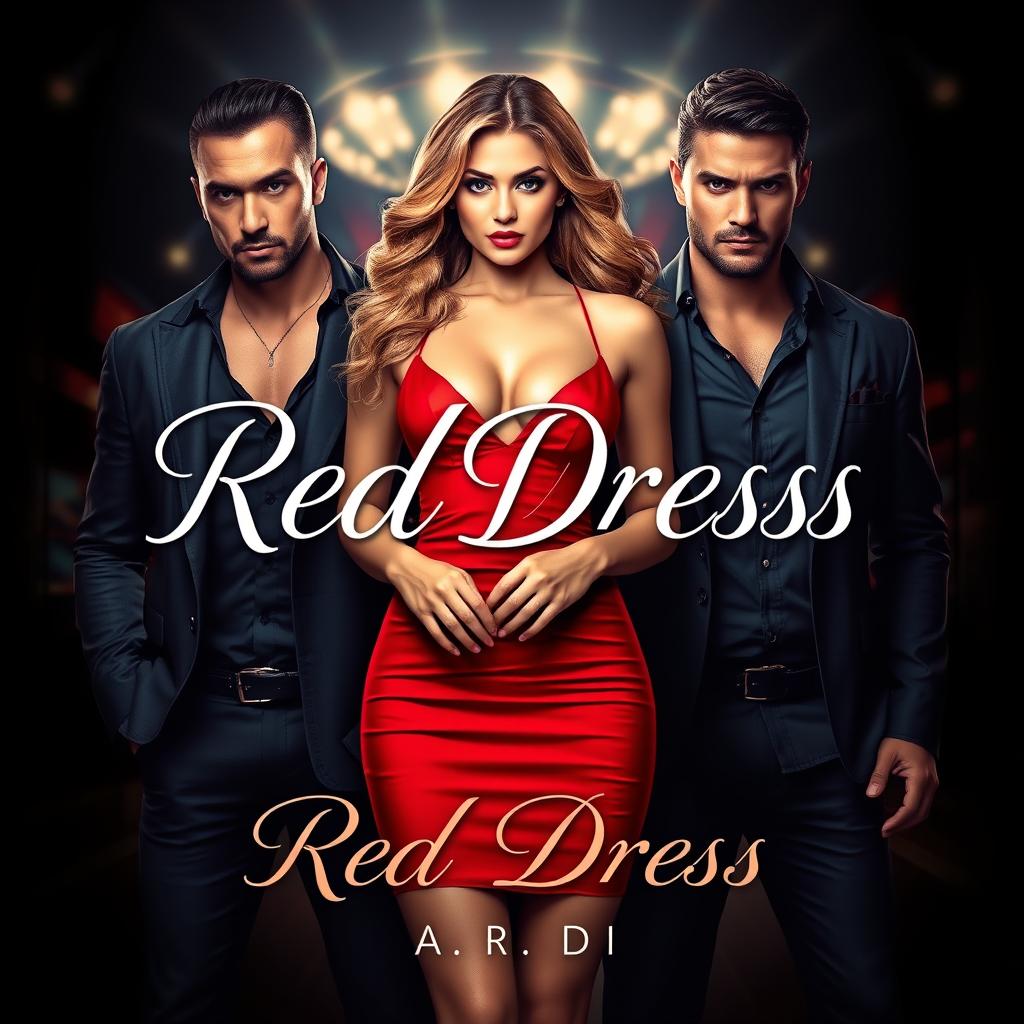 An enticing book cover for a romantic mafia-themed novel titled 'Red Dress' by A