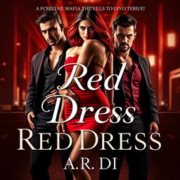 An enticing book cover for a romantic mafia-themed novel titled 'Red Dress' by A