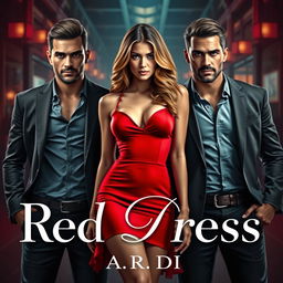 An enticing book cover for a romantic mafia-themed novel titled 'Red Dress' by A