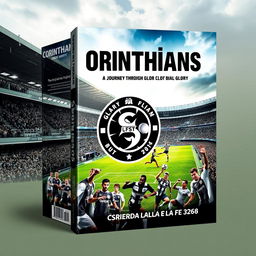 A vibrant and dynamic book cover design celebrating Corinthians football, featuring the team's iconic black and white colors