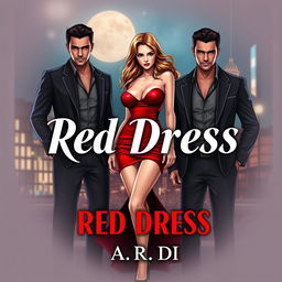 An alluring book cover for a romantic mafia-themed novel titled 'Red Dress' by A