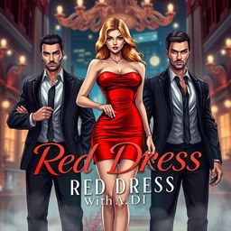 An alluring book cover for a romantic mafia-themed novel titled 'Red Dress' by A