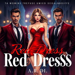 An alluring book cover for a romantic mafia-themed novel titled 'Red Dress' by A