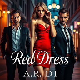 A captivating book cover for a romantic mafia-themed novel titled 'Red Dress' by A