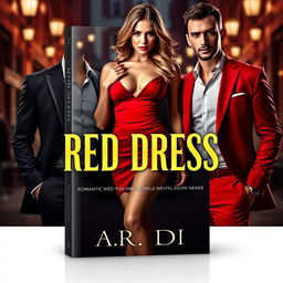 A captivating book cover for a romantic mafia-themed novel titled 'Red Dress' by A