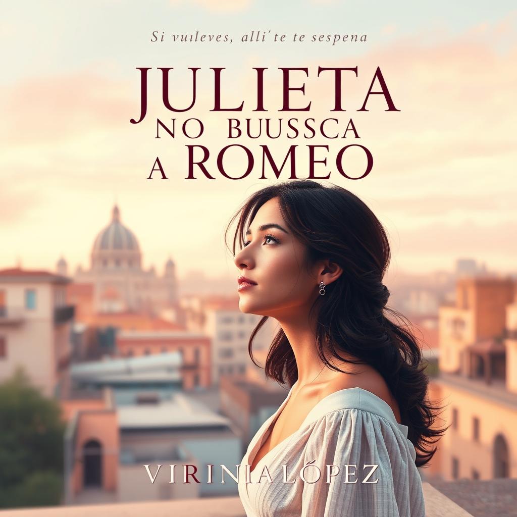 A beautiful and engaging book cover for a contemporary romantic novel titled 'JULIETA NO BUSCA A ROMEO'