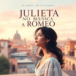 A beautiful and engaging book cover for a contemporary romantic novel titled 'JULIETA NO BUSCA A ROMEO'